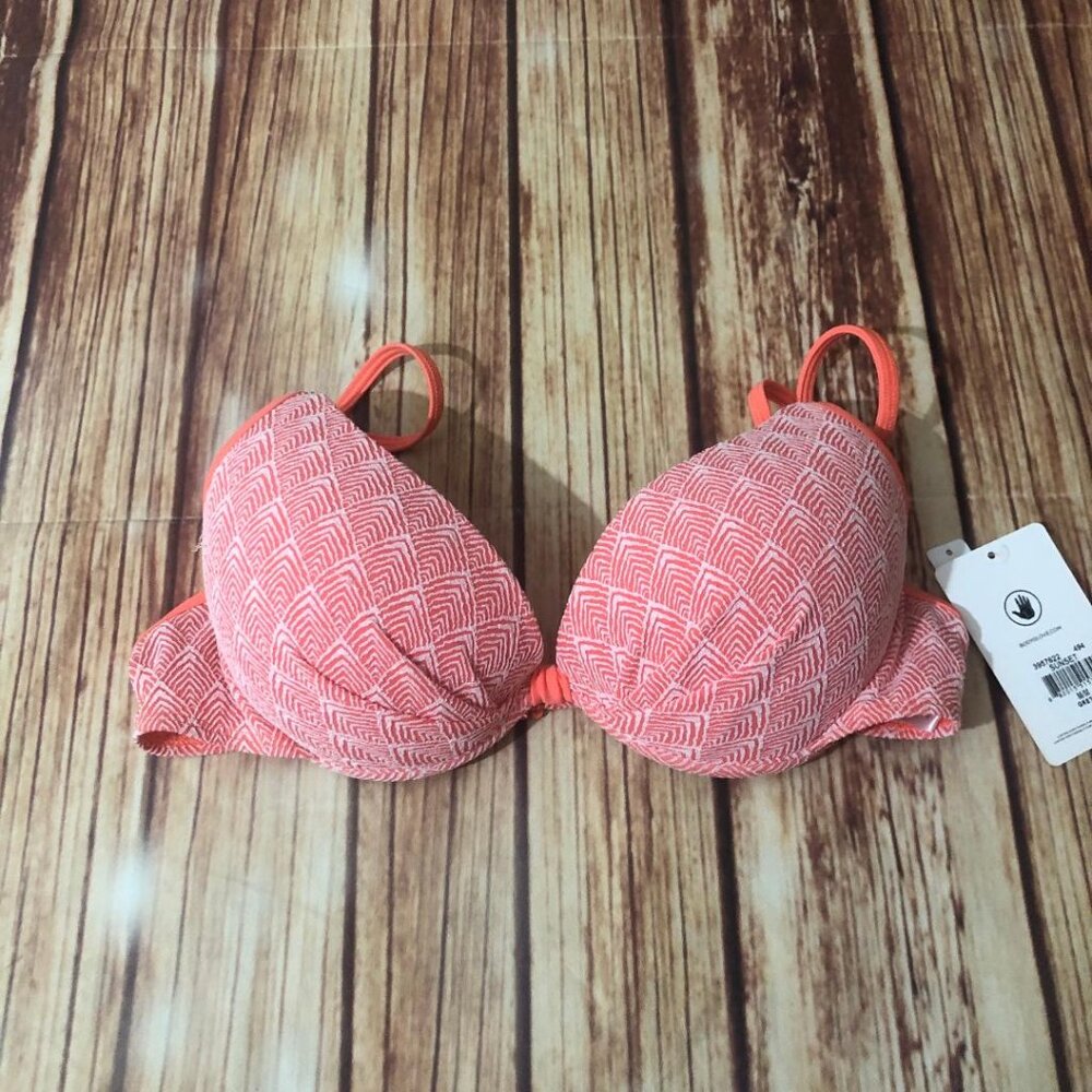 Body Glove Juniors Geo Print Bikini Top Swim Suit Orange SunSet Underwire Sz M